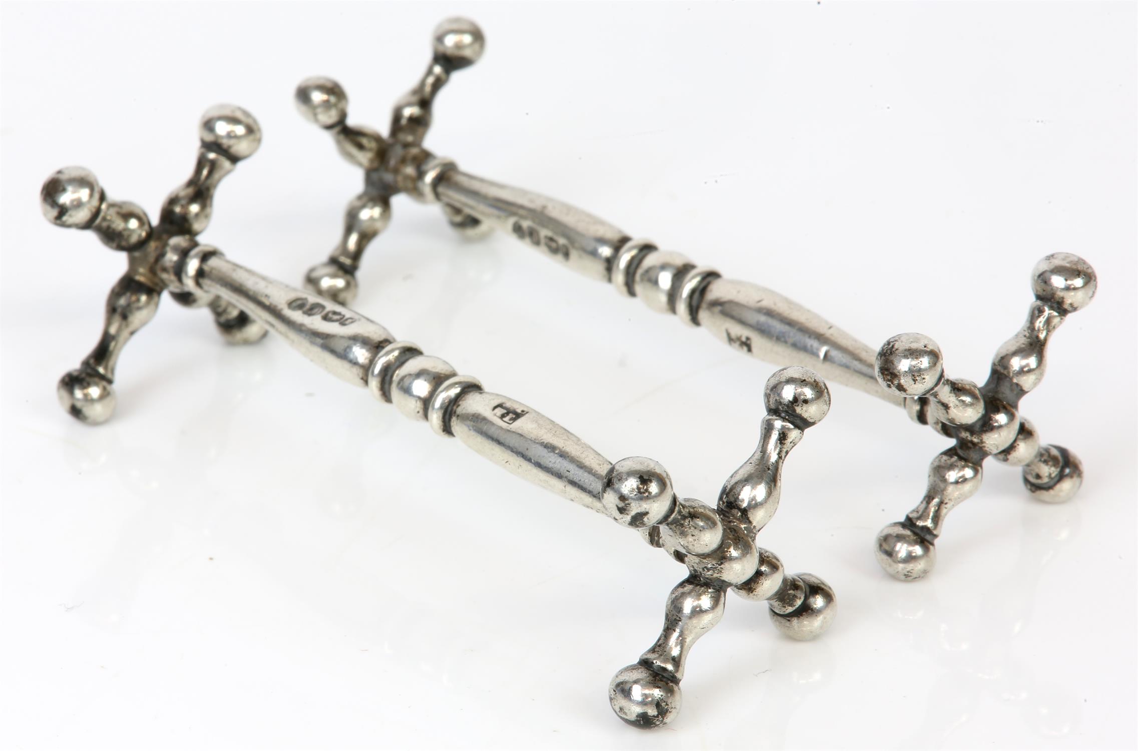 Pair of 19th century silver knife rests, London 1840