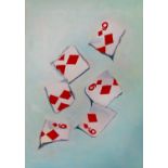 Kate Proudman. Nine of Diamonds. 'Torn'. Oil on canvas, 70 x 50cm. Signed on reverse.