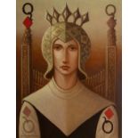 George Underwood. Queen of Diamonds. Oil painting on linen canvas, 65.5 x 50.4cm. Signed.