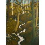 Cheryl Culver, PPPS RBH. Six of Spades. 'Tumbling Stream'. Oil on canvas, 59.2 x 43.7cm. Signed.