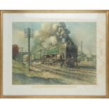 After Terence Cuneo, 'Evening Star - End of an Era', print in colours depicting a steam train,