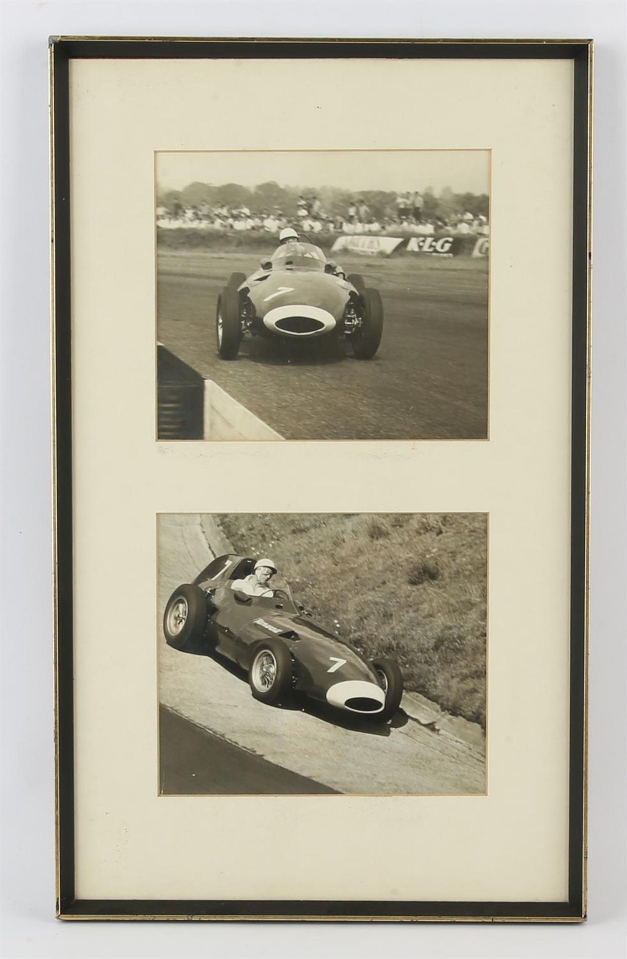 Collection of framed and glazed black and white motor racing photographs, including Stirling Moss, - Image 3 of 4