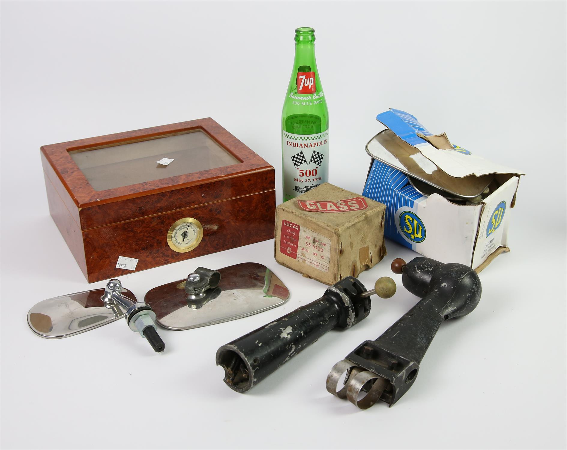 Mixed lot car accessories, tool kit, wing mirrors, door handles, enamel and other badges, - Image 2 of 2