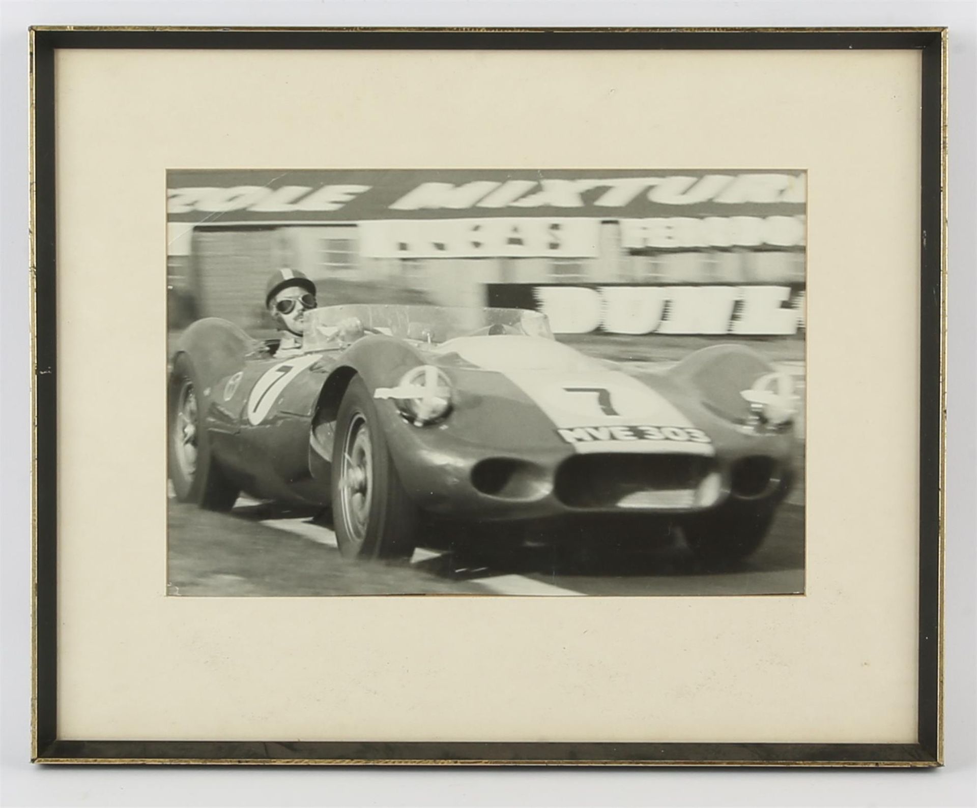 Collection of framed and glazed black and white motor racing photographs, including Stirling Moss, - Image 2 of 4