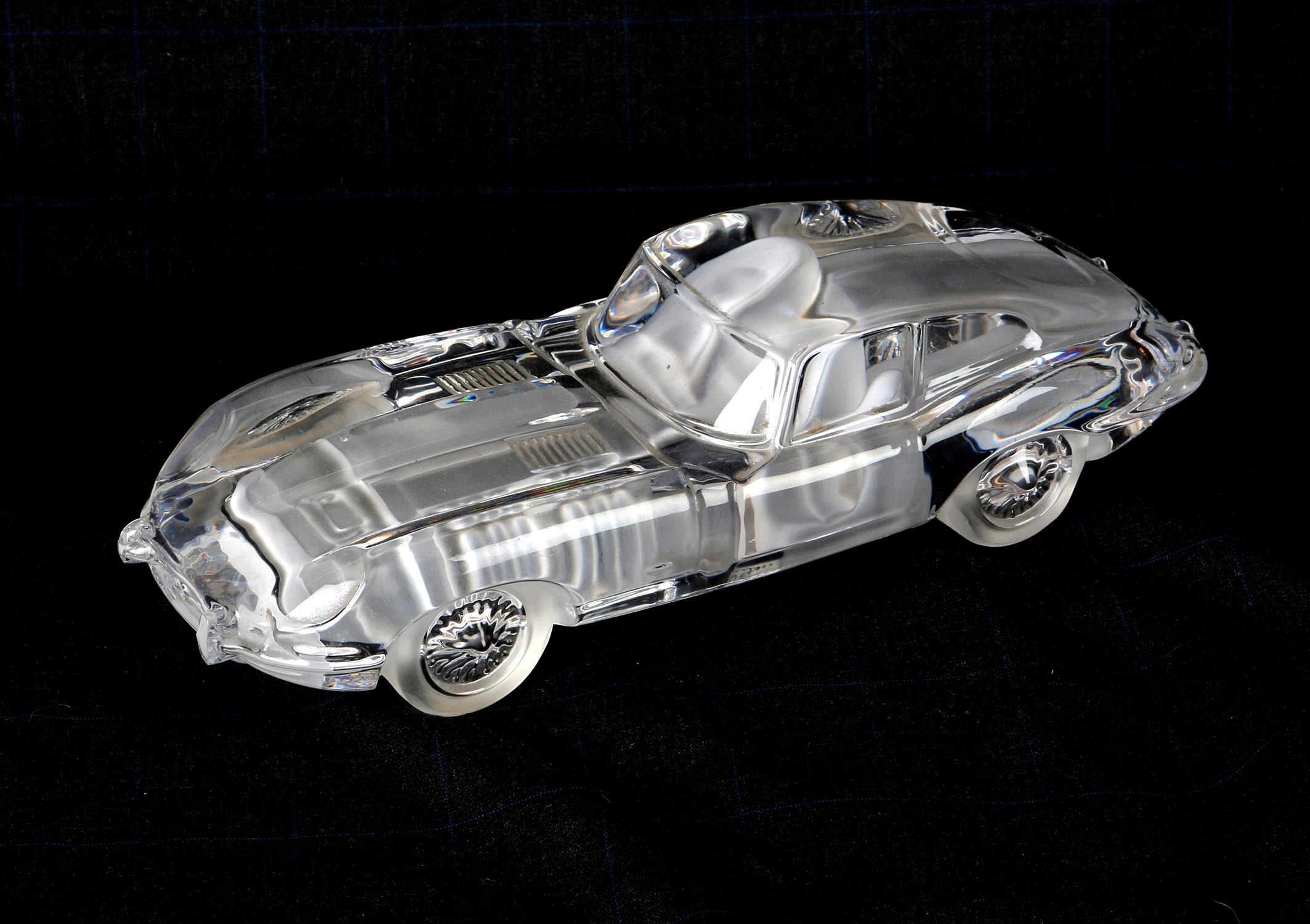 Daum Cristal France, Crystal Cars, Jaguar type E etched to the base with paper label, 32cm