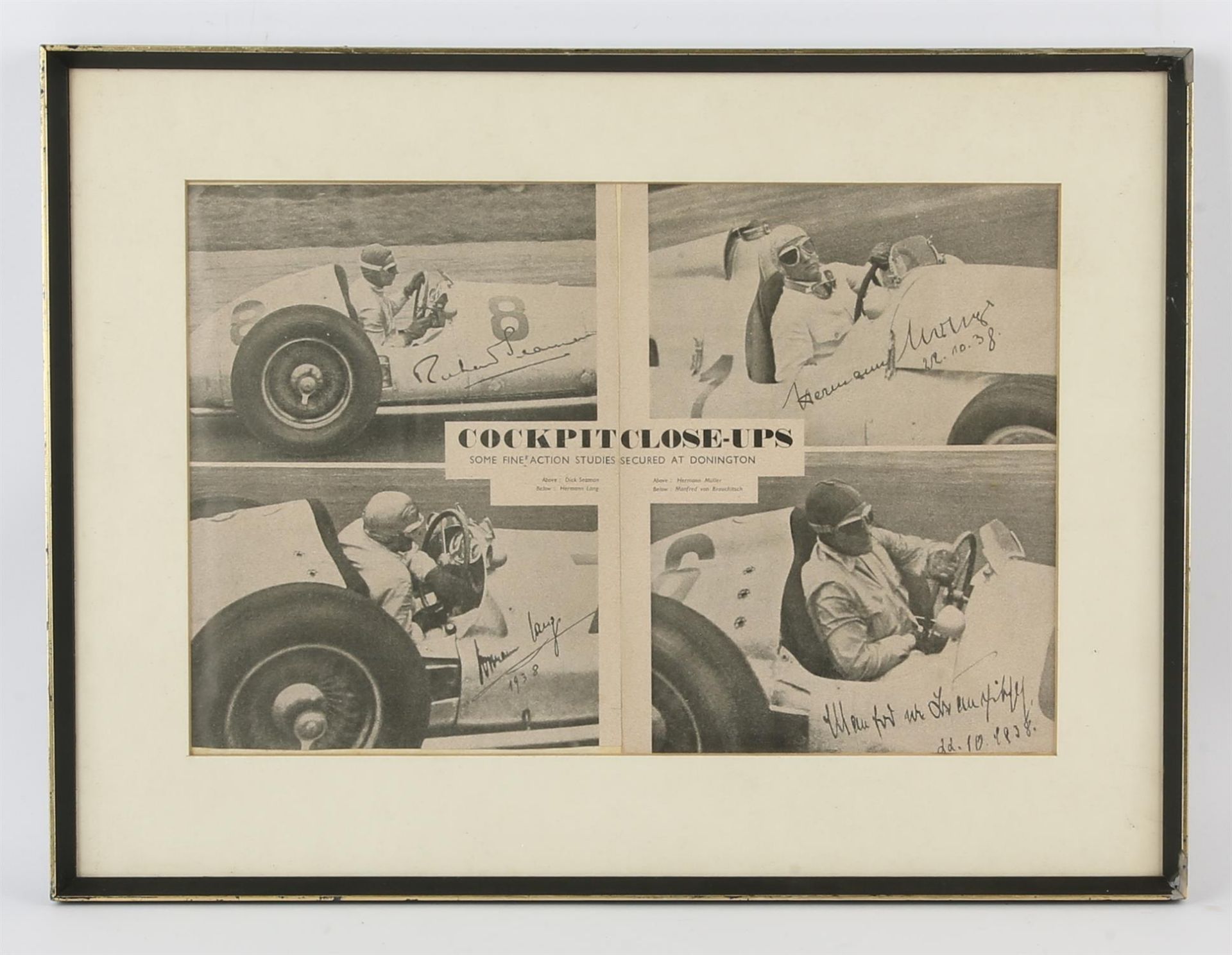Collection of framed and glazed black and white motor racing photographs, including Stirling Moss, - Image 4 of 4