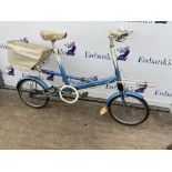 Moulton DeLuxe bicycle in blue bullard cue with 4 speed Sturmey Archer gears. Bought new in late