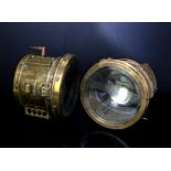 Pair of brass "Searchlight " headlamps by Rushmore Dynamo Works, Plainfield New Jersey, U.S.A.