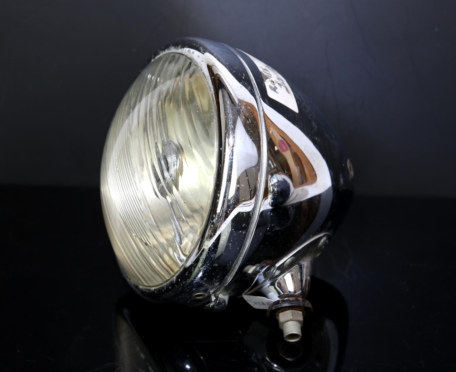 Lucas B166S headlamp, single bar and diffuser impressed 'Bi-Flex Long-range', chrome plated bezel - Image 3 of 4