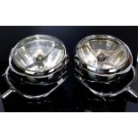 Pair of Phares Auteroche chrome plated spotlamps with mounting brackets, 21cm dia lens (1 lens