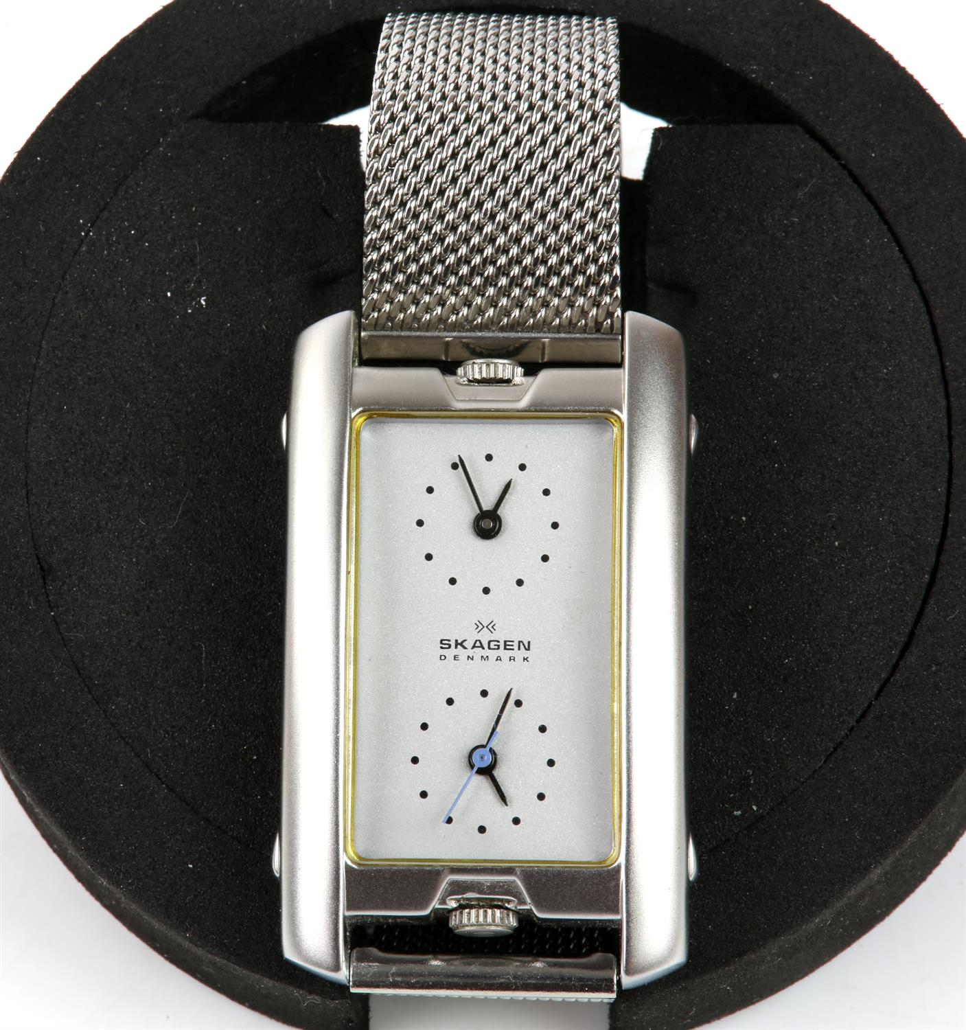 Two Skagen wristwatches with boxes, including a rectangular face dual time stainless steel men's - Image 3 of 3