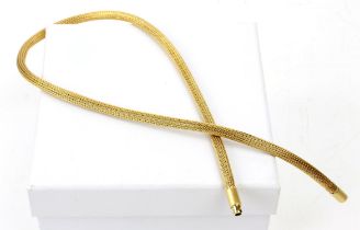 Gold necklace, a woven design necklace, in stamped 14ct yellow gold, length 45cm
