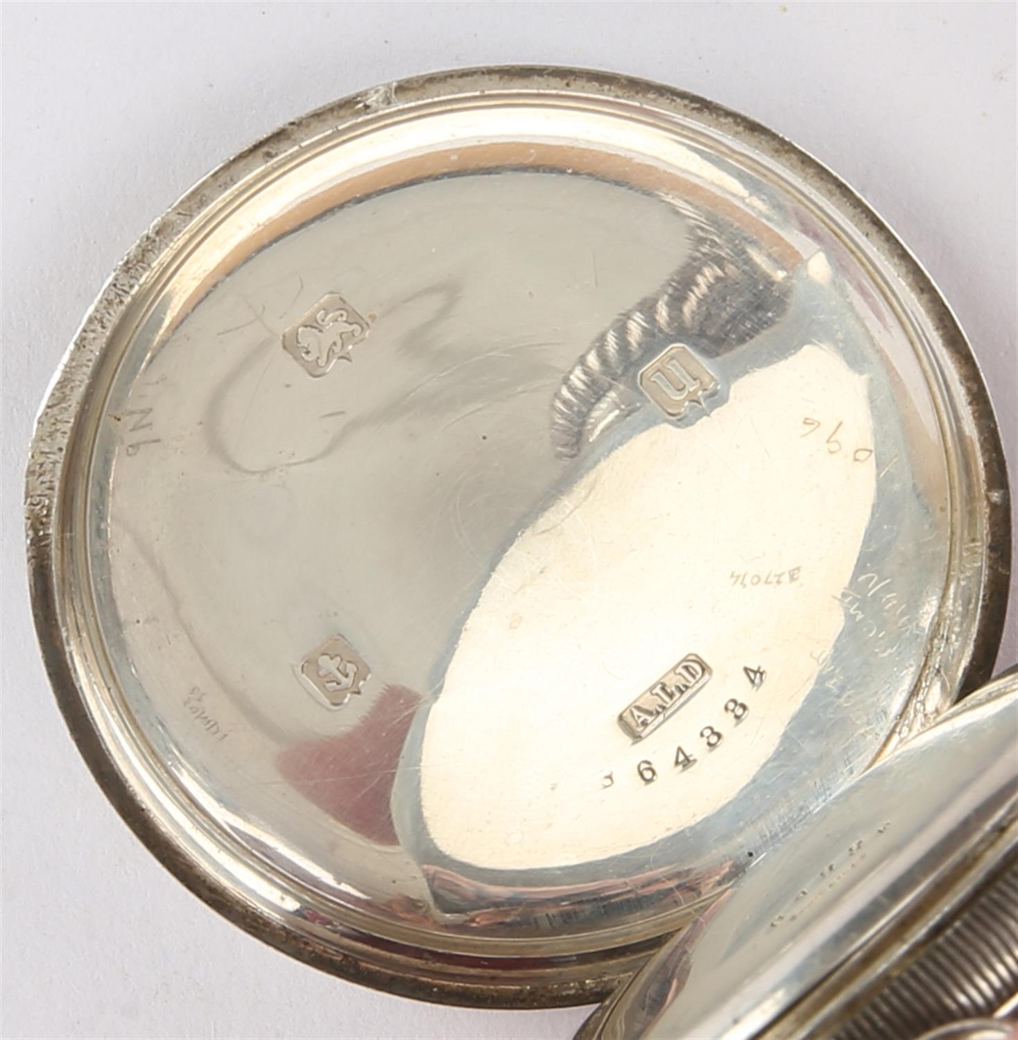 Rolex a silver open face pocket watch, the unsigned white enamel dial with roman numeral hour - Image 2 of 2
