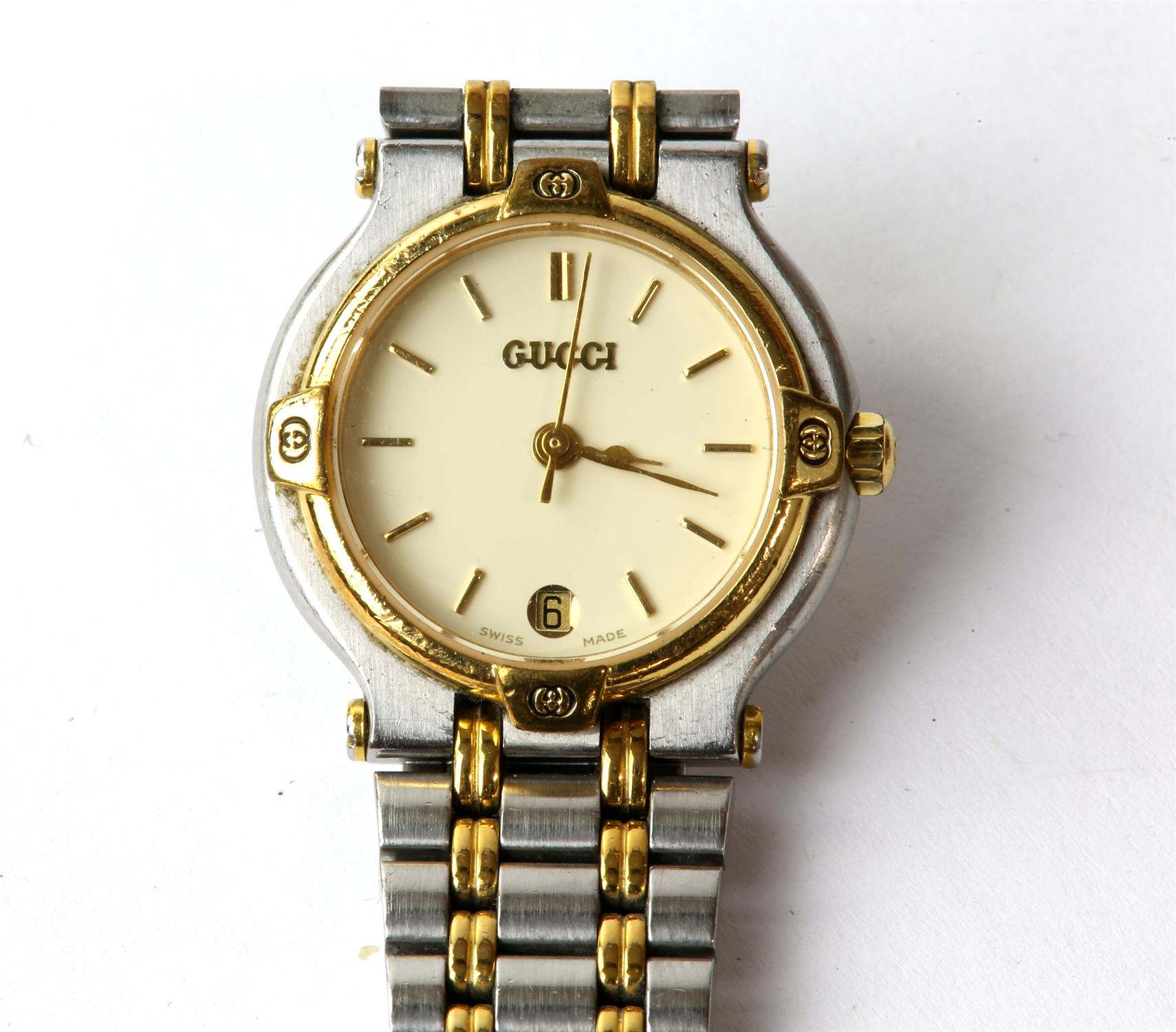 Ladies Gucci wristwatch, model 9000L, with circular cream dial, baton hour markers, - Image 4 of 6