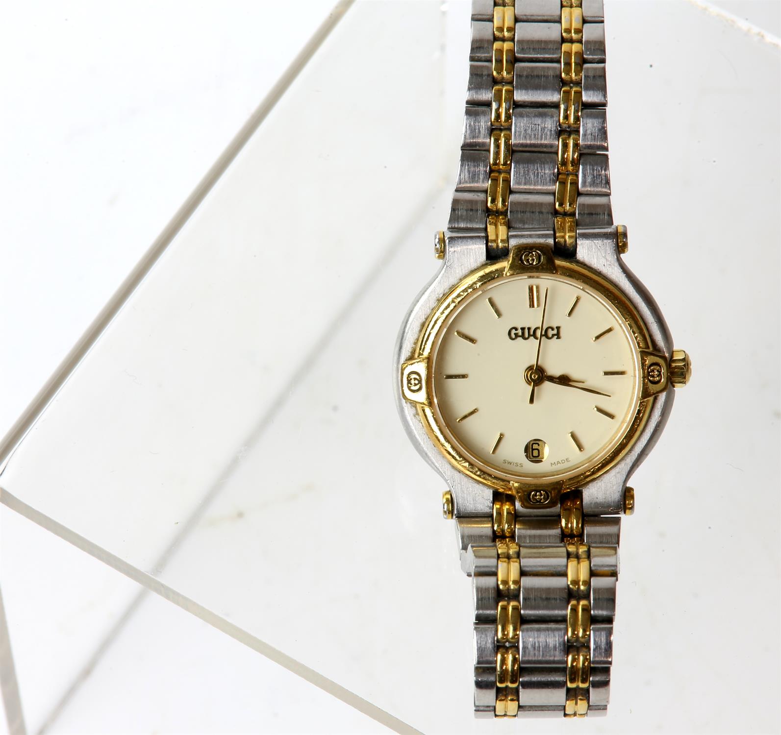 Ladies Gucci wristwatch, model 9000L, with circular cream dial, baton hour markers, - Image 5 of 6