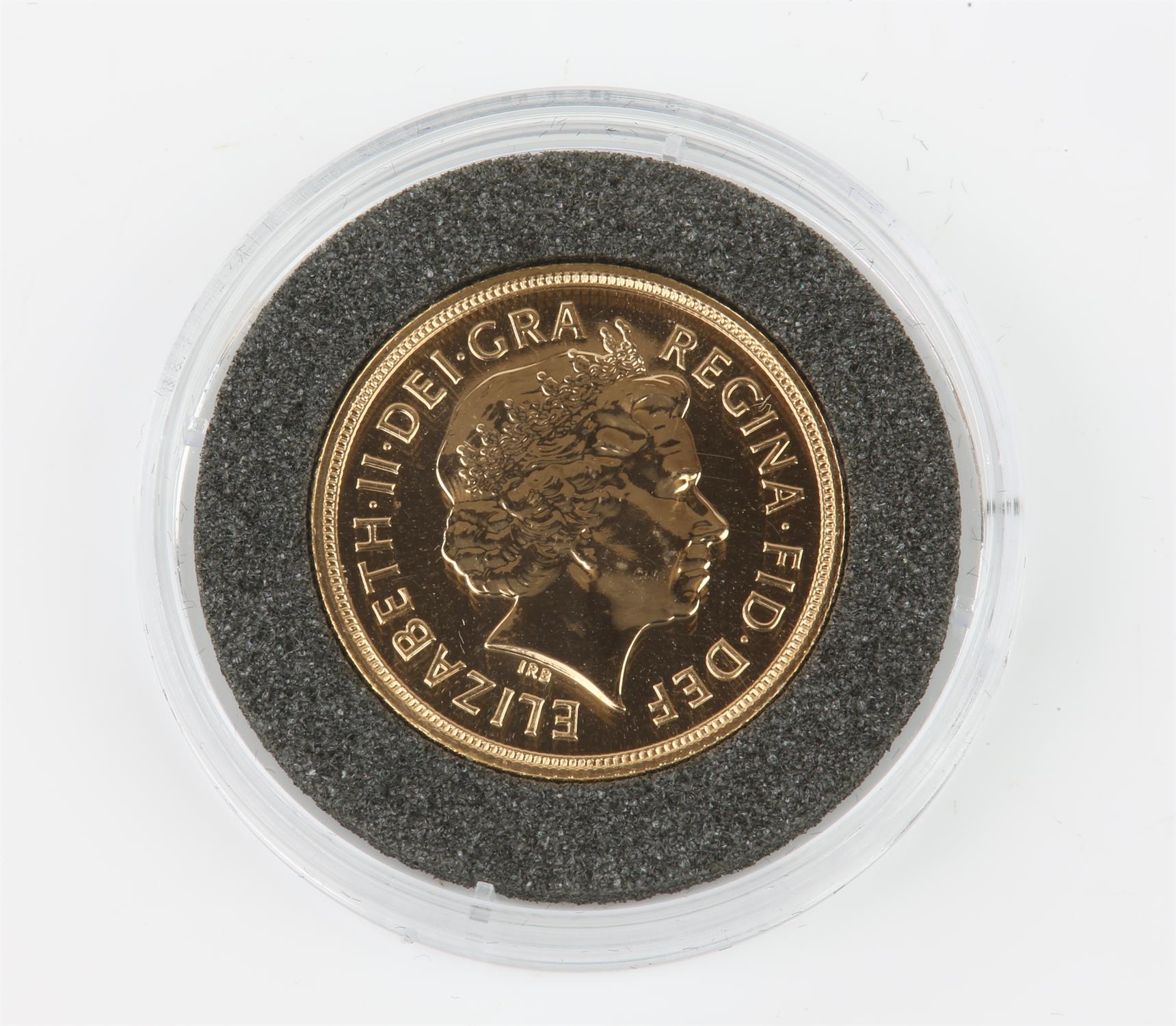 A Elizabeth II Bust 22ct gold uncirculated Sovereign, Shield reverse, dated 2002, London mint, - Image 2 of 2