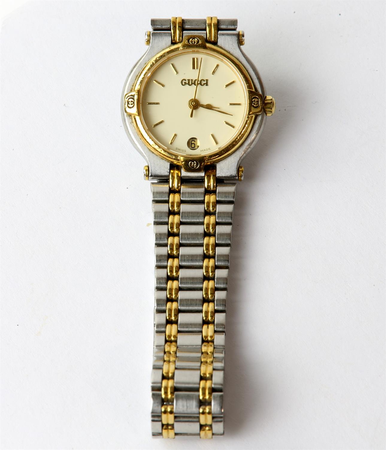 Ladies Gucci wristwatch, model 9000L, with circular cream dial, baton hour markers, - Image 3 of 6