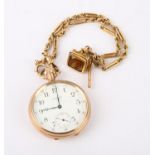 Waltham open face pocket watch, the signed dial with Arabic hour markers, subsidiary seconds dial,