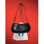 AIGNER vintage 2005 black leather top handle handbag. White stitching with silver hardware.