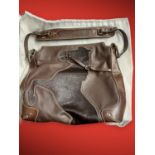 AIGNER chocolate brown leather and pony-skin large equestrian themed top-handle handbag with silver