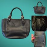 SALVATORE FERRAGAMO 1990s excellent quality vintage black leather top handle handbag. Fits an iPad.