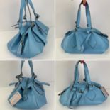 Large powder-blue unused with dust-bag VIVIENNE WESTWOOD leather zipped top handle bowling type bag