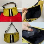 One vintage 1999-2000 small yellow suede zipped sherry-line BALLY top handle handbag with brass