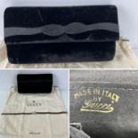 GUCCI A very smart black silk velvet evening flap clutch bag. Dating from the 1980s this has a jet