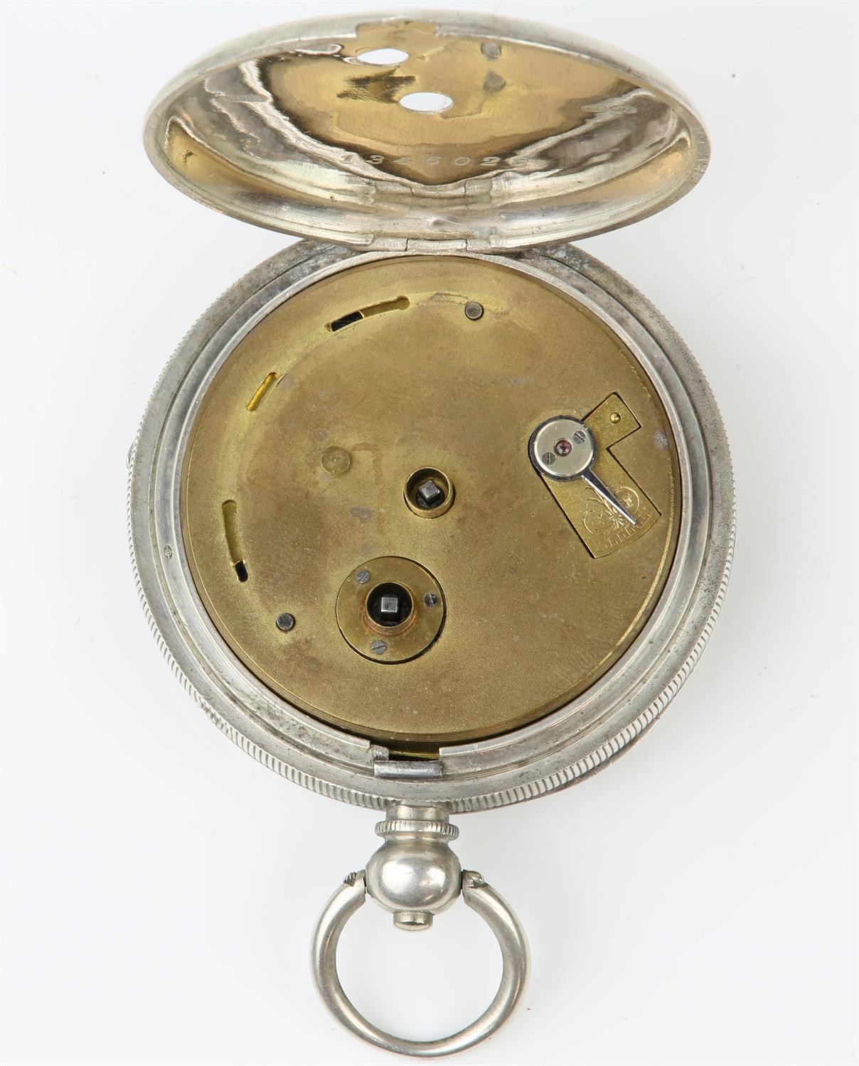 Two silver pocket watches, a Waltham full hunter pocket watch with signed white enamel dial, - Image 3 of 6