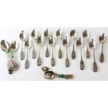 Twenty five various George III and later silver spoons, 15 ozs 467 grams SILVER COLLECTION OF SIR