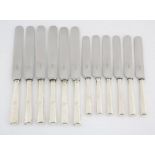 Six George III silver handled dessert knives and six large knives SILVER COLLECTION OF SIR RAY