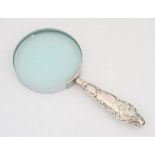 Silver handled magnifying glass. 19 cms SILVER COLLECTION OF SIR RAY TINDLE CBE DL 1926-2022