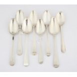 Eight various 18th and 19th century Old English Pattern silver spoons, 14 ozs 438 grams SILVER