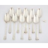 Ten various 18th century silver table spoons, 19.7 ozs, 612 grams SILVER COLLECTION OF SIR RAY