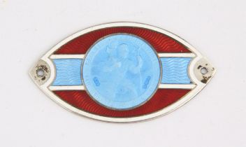 Silver and enamelled St Christopher dashboard plaque. SILVER COLLECTION OF SIR RAY TINDLE CBE DL