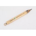 9 carat gold pencil holder with turquoise set stud to slider, gross weight inc. pencil 8.