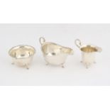 Matching silver sugar bowl and cream jug and a sauce boat, 7.6 ozs 237 grams SILVER COLLECTION