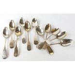 Collection of eleven various silver table spoons mostly George III, 23.4 ozs 729 grams SILVER