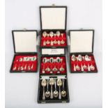Five cased sets of six silver teaspoons mostly 18th century, some mixed dates SILVER COLLECTION