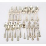 Composite selection of various George III and later Kings Pattern silver flatware,