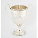 Victorian silver two handled cup engraved "Presented to A company 5th vol Battn Devonshire Regiment