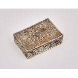 Continental silver box, probably Dutch, with embossed figural decoration, Chester import marks,