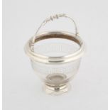 Victorian glass and silver mounted sugar basket. by GA London 1845 SILVER COLLECTION OF SIR RAY