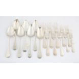 AMENDED DESCRIPTION 19th century Hallmarked silver Old English pattern flatware, comprising,