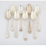 Eight various 18th century Old English pattern spoons, 17 ozs, 538 grams SILVER COLLECTION OF SIR