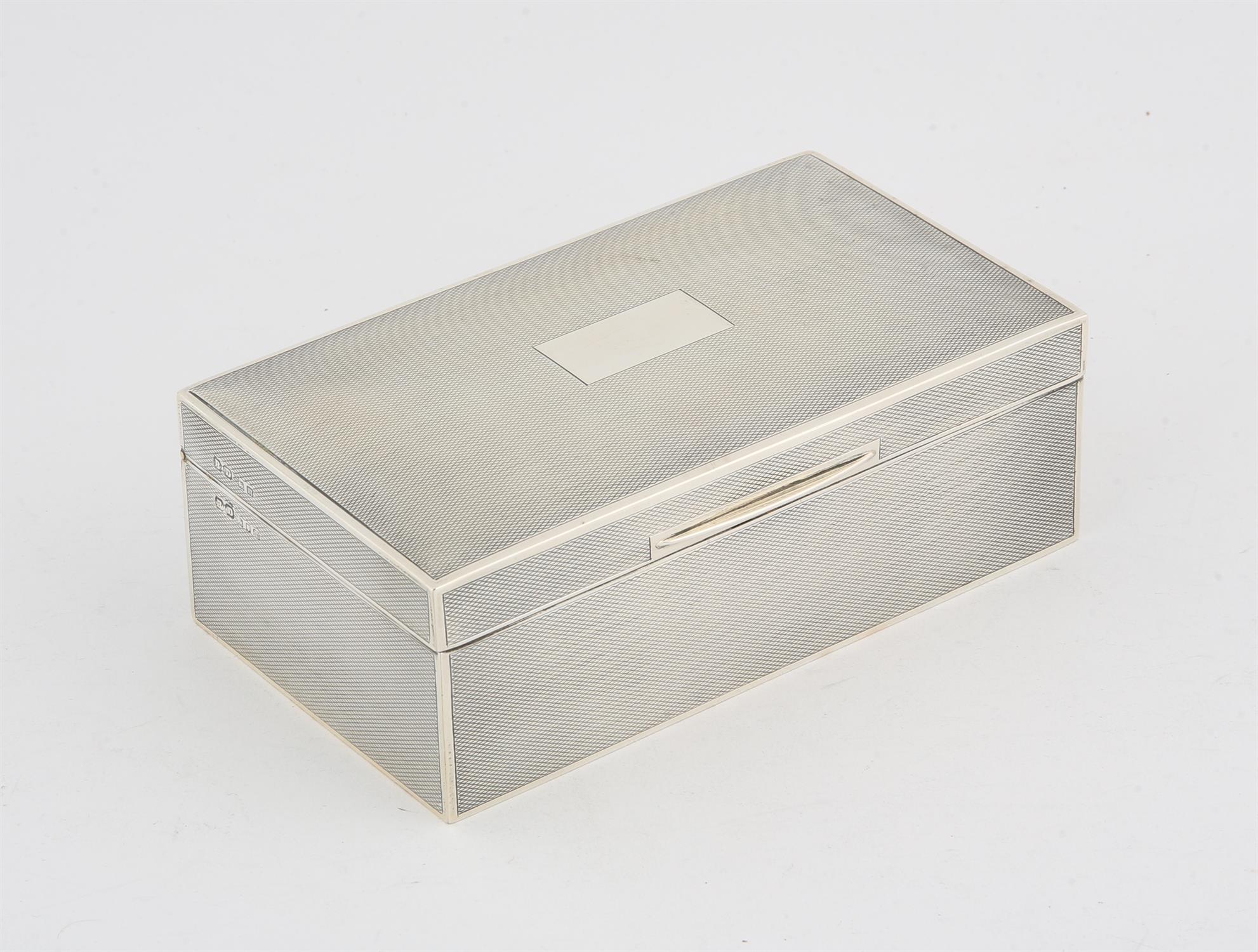 Engine turned silver cigarette box 17 cms, gross weight, 14 ozs 430 grams SILVER COLLECTION OF