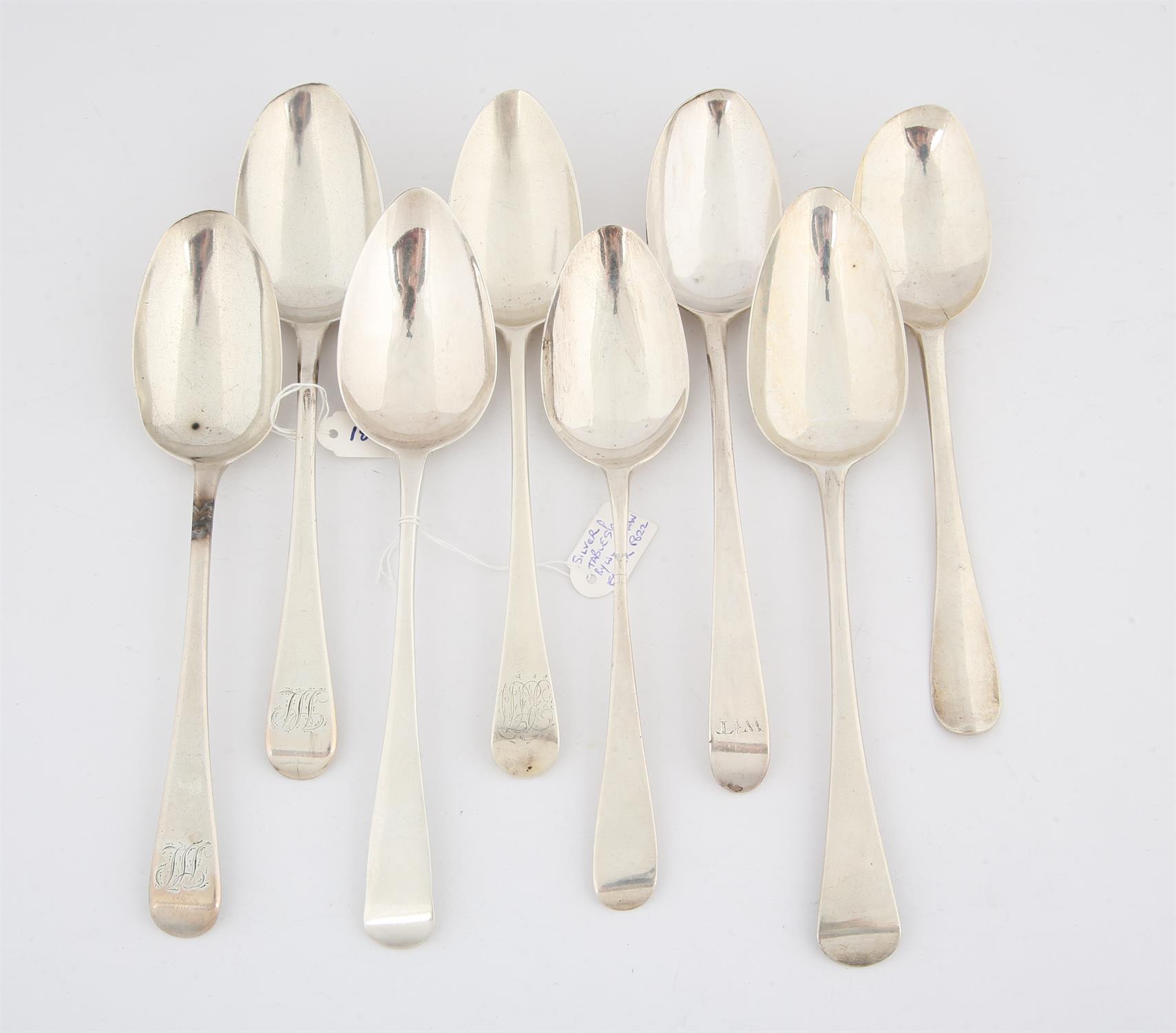 Eight various 18th and 19th century Old English Pattern silver spoons, 14 ozs 438 grams SILVER - Image 3 of 4