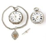 Two silver open face pocket watches, the first, Bravingtons, King's and Ludgate Hill,