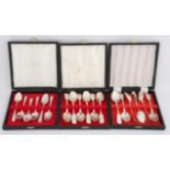 Three cased sets of six silver teaspoons, mixed dates SILVER COLLECTION OF SIR RAY TINDLE CBE DL