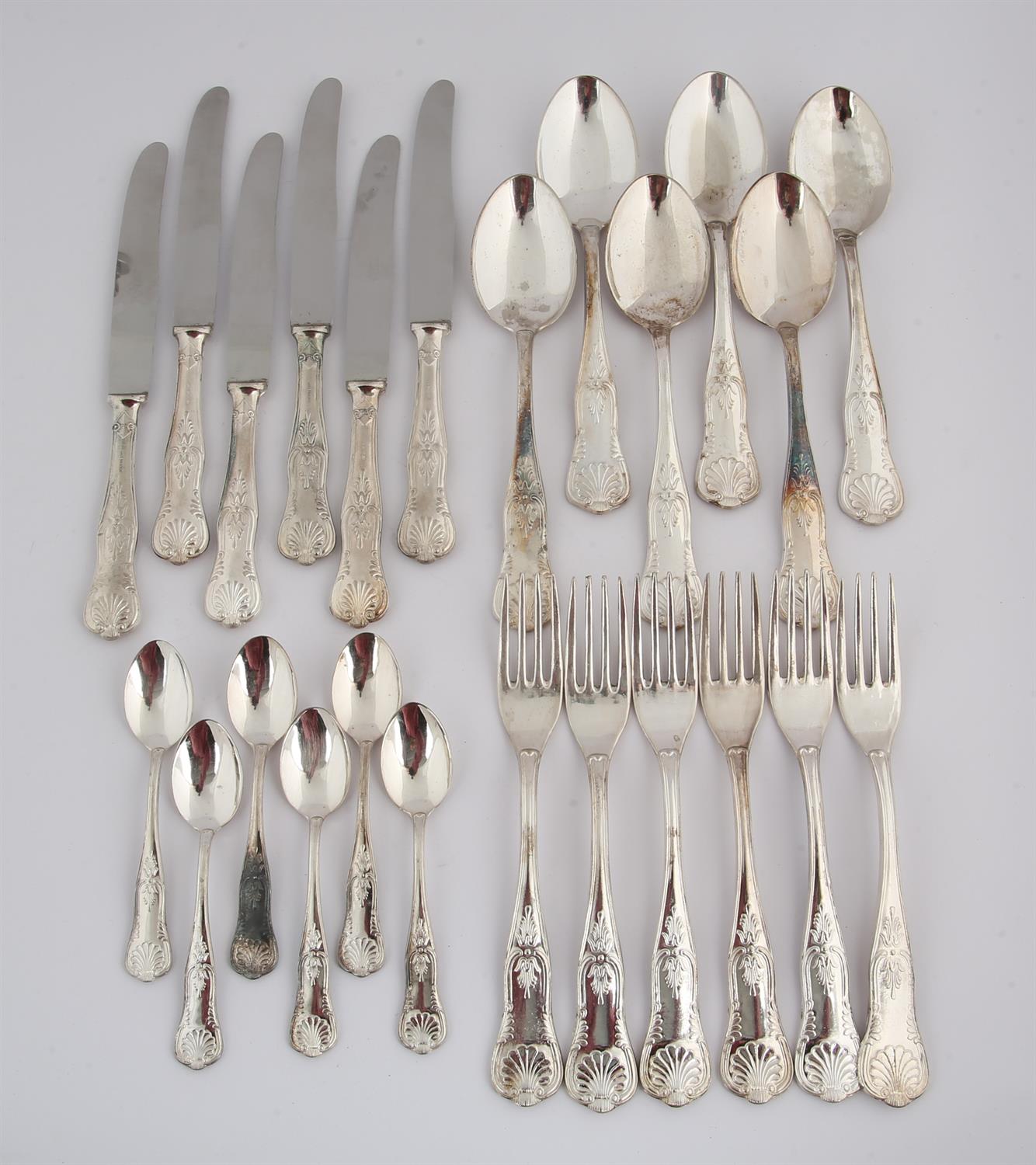 Kings pattern flatware mostly marked 800 some pieces with English hall marks, comprising seven - Image 3 of 3